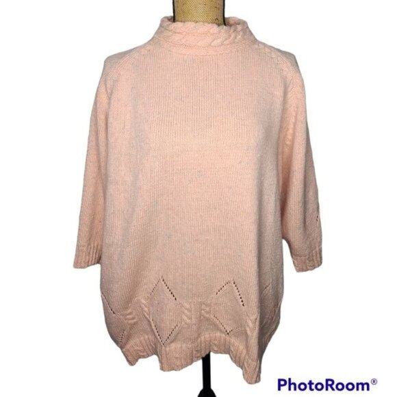 Vintage 80s Pastel Pink Knit Oversized Cozy Barbiecore Sweater XL - Picture 1 of 13